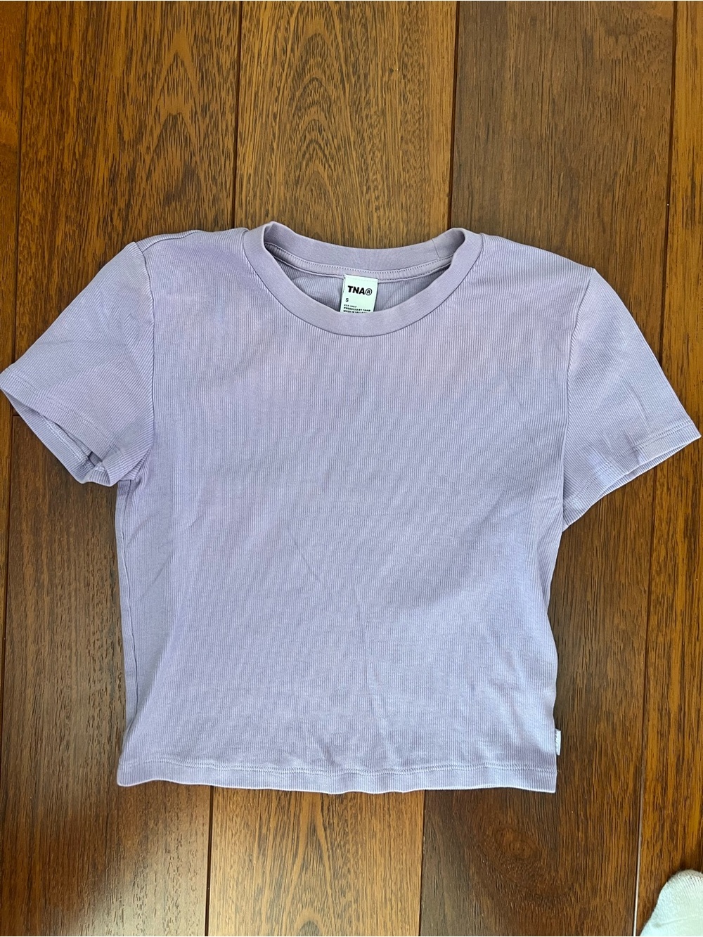 TNA Lavender Short Sleeve Ribbed Crewneck Tee